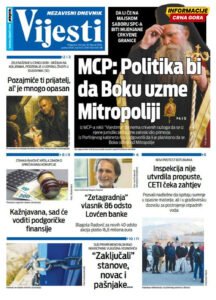 Naslovna strana “Vijesti” za 26. februar 2026.