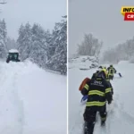 FOTO / Obitelj s malom bebom ostala zametena u snijegu, vatrogasci ih izvukli na sigurno