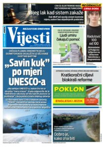 Naslovna strana “Informacije CG” za 22. mart 2026.