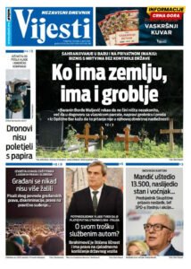 Naslovna strana "Informacije CG" za 2. april 2026.