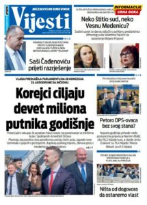 Naslovna strana “Informacije CG” za 9. april 2026.