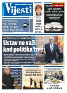 Naslovna strana "Informacije CG" za 10. april 2026.