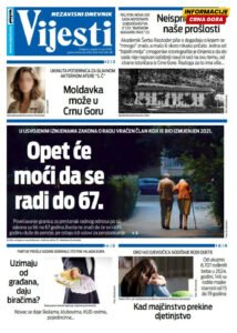 Naslovna strana Informacije CG za 15. april 2026.