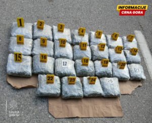 UP: Spriječeno krijumčarenje 25 kilograma marihuane, uhapšen Zećanin, oduzeto više od 13.000 eura i 10 dolara