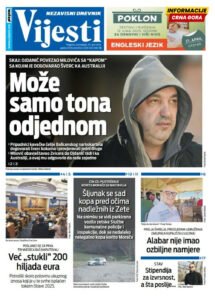 Naslovna strana "Informacije CG" za 20. april 2026.