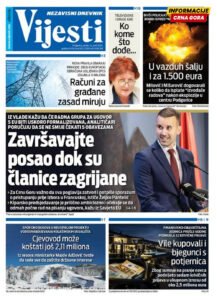 Naslovna strana "Informacije CG" za 24. april 2026.