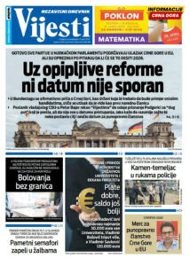 Naslovna strana "Informacije CG" za 27. april 2026.