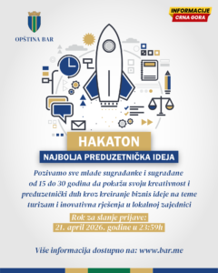 Objavljen konkurs Opštine Bar za učešće na Hakatonu “Najbolja preduzetnička ideja”