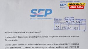 SEP predao inicijativu za smjenu Borovinić Bojović