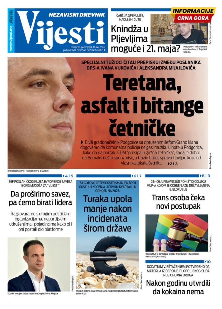 Informacije CG Objavljuje Novu Naslovnu Stranu za 11. Maj 2026