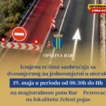 Opština Bar: Privremena izmjena režima saobraćaja na Zelenom pojasu