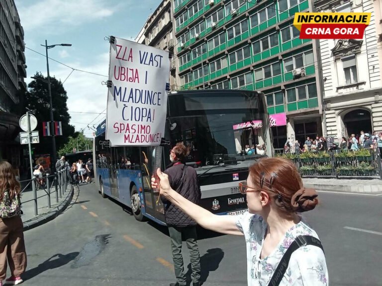 Građani se okupili u Beogradu: Zahtijevaju da se ukloni baner "Srbija pobeđuje" koji ugrožaba zaštićene ptice
