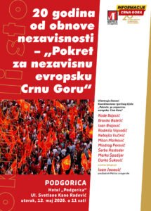 Matica crnogorska organizuje okrugli sto povodom 20 godina od obnove nezavisnosti