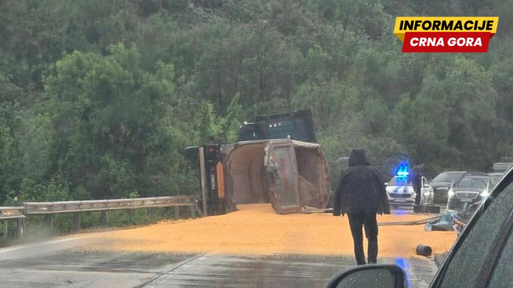 Zatvoren put Nikšić - Podgorica, prevrnuo se kamion, preusmjeren saobraćaj