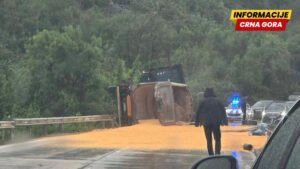 Zatvoren put Nikšić – Podgorica, prevrnuo se kamion, preusmjeren saobraćaj