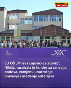 OŠ “Mileva Lajović Lalatović” raspisala tender za sanaciju podova, zamjenu bravarije i uređenje enterijera
