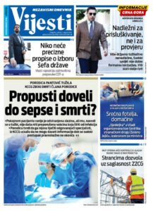 Naslovna strana "Informacije CG" za 1. avgust 2026. godine