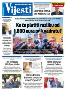 Naslovna strana “Informacije CG” za 5. avgust 2026. godine