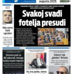 Naslovna strana “Informacije CG” za 25. avgust 2026. godine