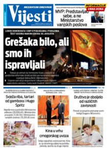 Naslovna strana "Informacije CG" za 30. avgust 2026. godine