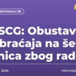AMSCG: Obustave saobraćaja na šest dionica zbog radova