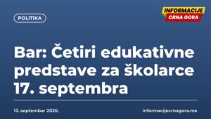 Bar: Četiri edukativne predstave za školarce 17. septembra