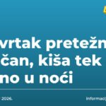Četvrtak pretežno sunčan, kiša tek kasno u noći