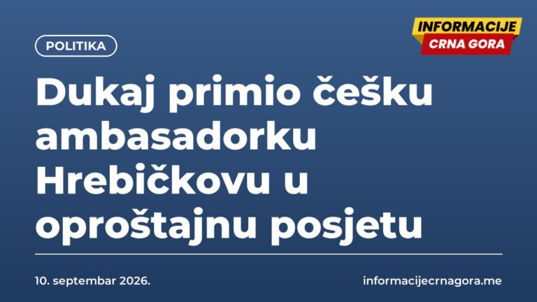 Dukaj primio češku ambasadorku Hrebičkovu u oproštajnu posjetu