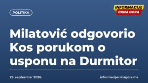 Milatović odgovorio Kos porukom o usponu na Durmitor