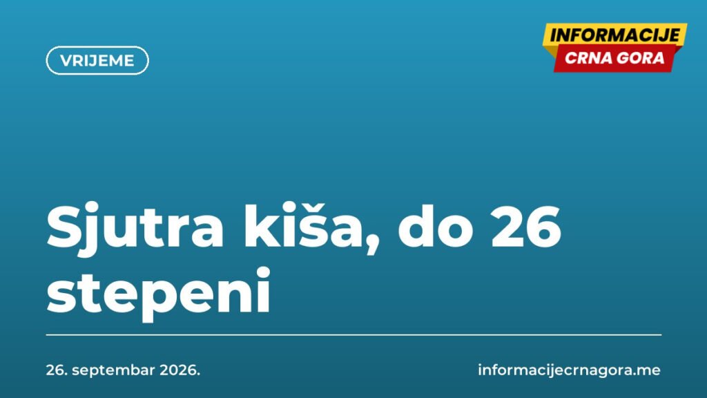 Sjutra kiša, do 26 stepeni