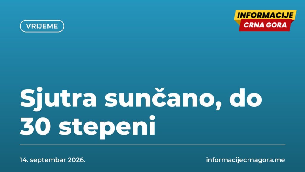 Sjutra sunčano, do 30 stepeni