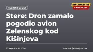 Stere: Dron zamalo pogodio avion Zelenskog kod Kišinjeva
