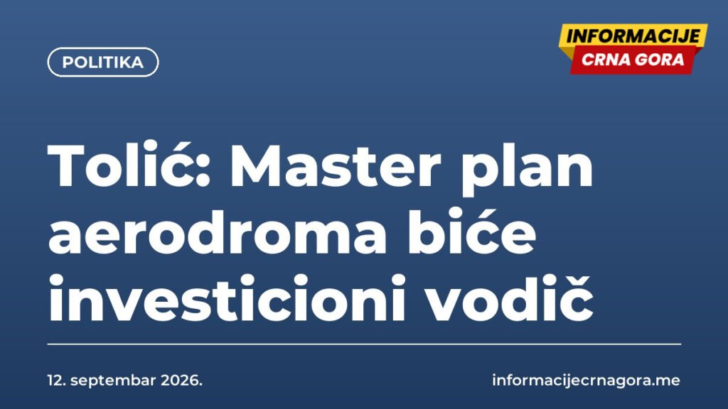 Tolić: Master plan aerodroma biće investicioni vodič