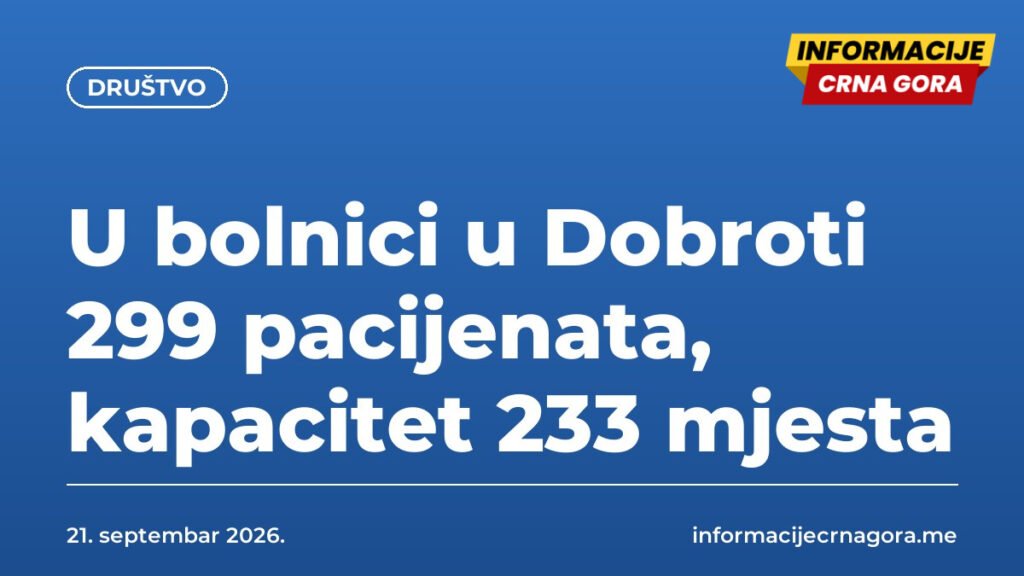 U bolnici u Dobroti 299 pacijenata, kapacitet 233 mjesta