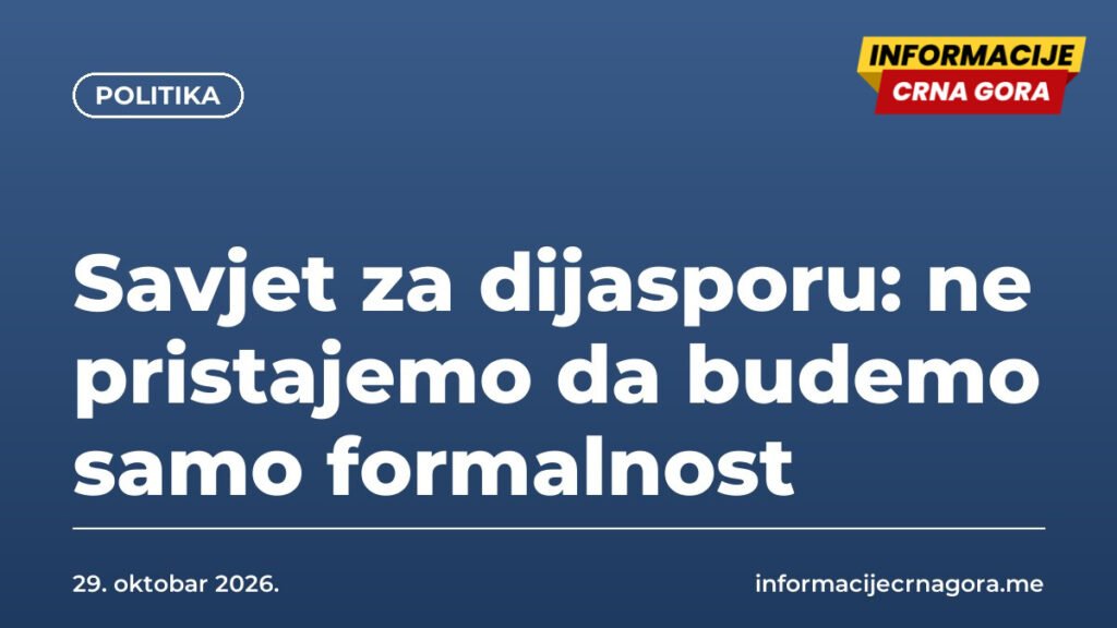 Savjet za dijasporu: ne pristajemo da budemo samo formalnost