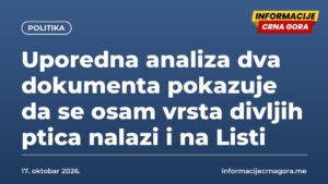 Uporedna analiza dva dokumenta pokazuje da se osam vrsta divljih ptica nalazi i na Listi