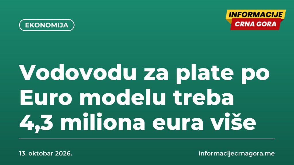 Vodovodu za plate po Euro modelu treba 4,3 miliona eura više