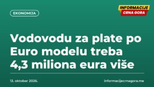 Vodovodu za plate po Euro modelu treba 4,3 miliona eura više