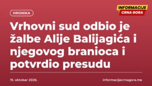 Vrhovni sud odbio je žalbe Alije Balijagića i njegovog branioca i potvrdio presudu